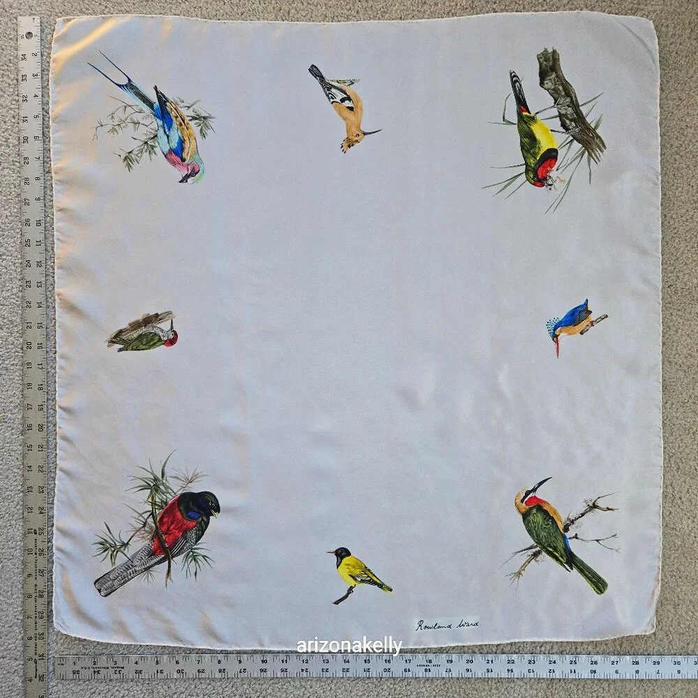 Vintage Silk Scarf Roland Ward Painted Birds Collectible
